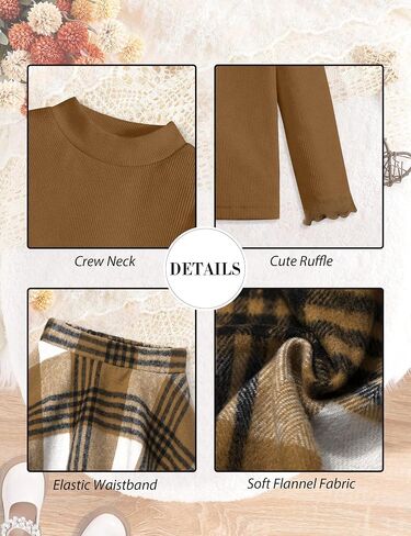 Little Girls Clothes 2Pcs Long Sleeve Solid Knit Shirts and Plaid Skirt Leggings Pants Set Fall Winter Outfit 3-7Y in Kuwait