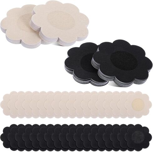 80 Pcs Nipple Covers for Women, Disposable Breast Pasties, Self-adhesive Invisible Nipple Stickers, Invisible Beige Black Breast Covers, Petal Breast Covers in Saudi Arabia