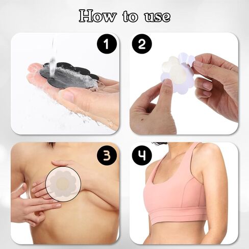 80 Pcs Nipple Covers for Women, Disposable Breast Pasties, Self-adhesive Invisible Nipple Stickers, Invisible Beige Black Breast Covers, Petal Breast Covers in Saudi Arabia