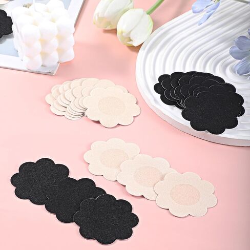 80 Pcs Nipple Covers for Women, Disposable Breast Pasties, Self-adhesive Invisible Nipple Stickers, Invisible Beige Black Breast Covers, Petal Breast Covers in Saudi Arabia