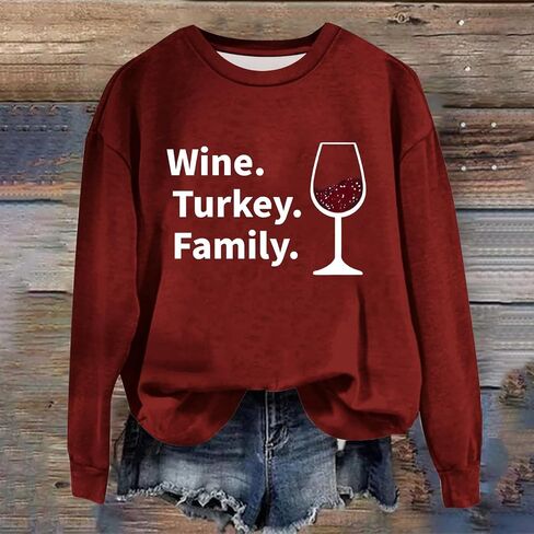 WTF Wine Turkey Family عيد الشكر عائلة مضحكة للنساء للنساء بالإضافة in Kuwait