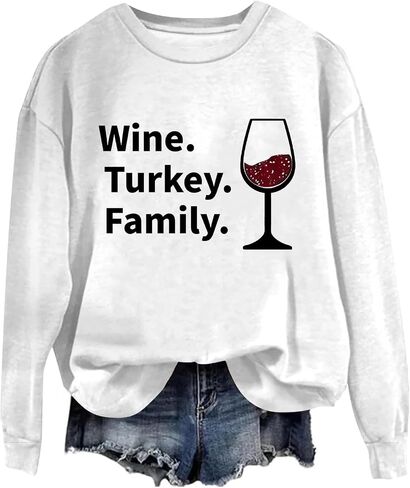 WTF Wine Turkey Family عيد الشكر عائلة مضحكة للنساء للنساء بالإضافة in Kuwait