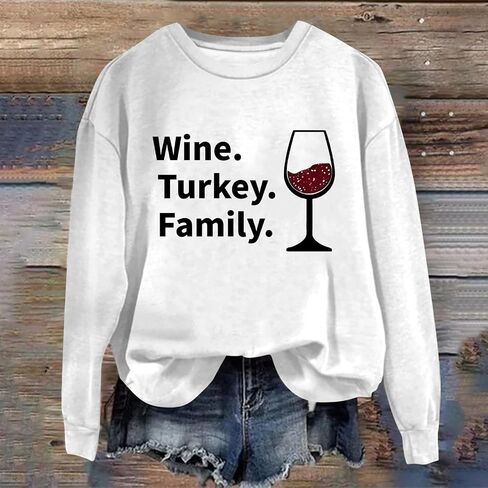 WTF Wine Turkey Family عيد الشكر عائلة مضحكة للنساء للنساء بالإضافة in Kuwait