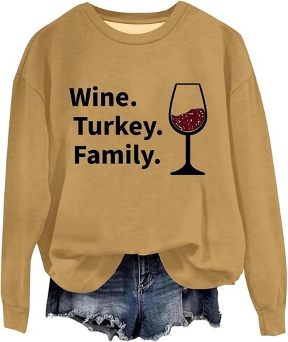 WTF Wine Turkey Family عيد الشكر عائلة مضحكة للنساء للنساء بالإضافة in Kuwait