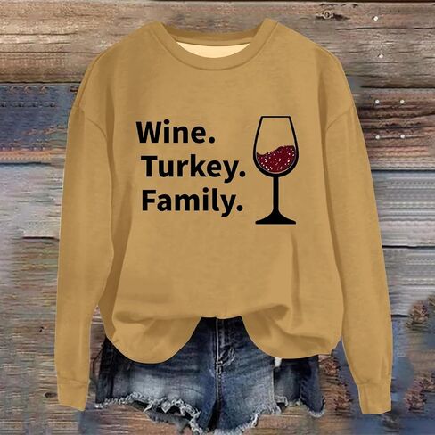 WTF Wine Turkey Family عيد الشكر عائلة مضحكة للنساء للنساء بالإضافة in Kuwait