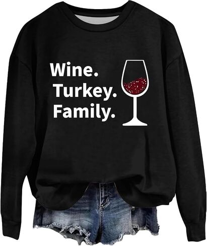 WTF Wine Turkey Family عيد الشكر عائلة مضحكة للنساء للنساء بالإضافة in Kuwait