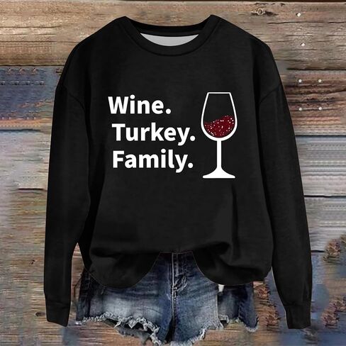 WTF Wine Turkey Family عيد الشكر عائلة مضحكة للنساء للنساء بالإضافة in Kuwait
