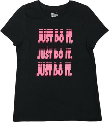 Nike Girls Just Do It Repeat Graphic Cotton Shirt (Large, Black) in Saudi Arabia