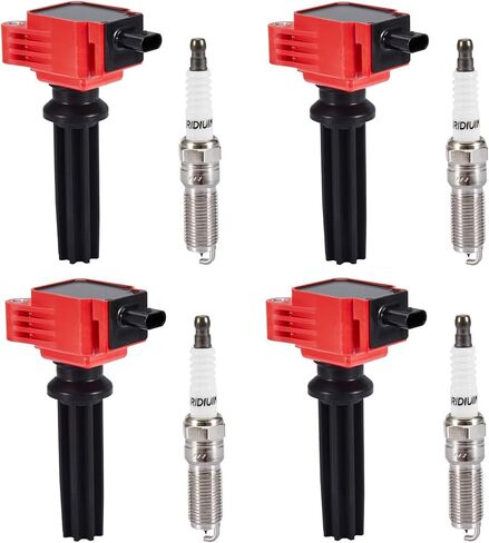 4 عبوات من ملف الإشعال UF670 من CarBole وشمعات الإشعال LT6RAI-9، متوافقة مع Ford Edge Escape Explorer، Jaguar XE XF، Land Rover Evoque، Lincoln MKT MKC MKZ، استبدال # C1816، C1816-4،48770، GN10621 in Kuwait