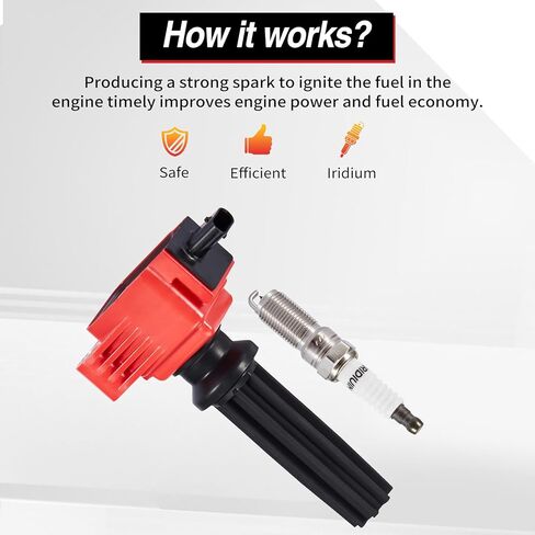 4 عبوات من ملف الإشعال UF670 من CarBole وشمعات الإشعال LT6RAI-9، متوافقة مع Ford Edge Escape Explorer، Jaguar XE XF، Land Rover Evoque، Lincoln MKT MKC MKZ، استبدال # C1816، C1816-4،48770، GN10621 in Kuwait