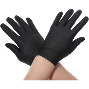 4 Pairs Black Gloves Men, Nylon Formal Tuxedo Glove, Uniform Gloves, Marching Band Honor Guard Parade Glove for Men, Women, Formal, Cosplay, Halloween Costumes, Color Guard, Party in Kuwait