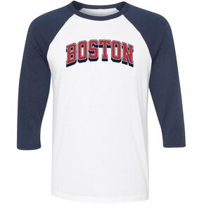 Red Boston Three-Quarter Raglan Sleeve Baseball Shirt Unisex in Saudi Arabia