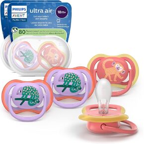 Philips Avent Ultra Air Pacifier - 4 x Light, Breathable Baby Pacifiers for Babies Aged 18 Months Plus, BPA Free with Sterilizer Carry Case (Model SCF349/25) in Kuwait