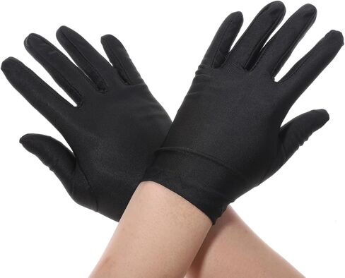 4 Pairs Black Gloves Men, Nylon Formal Tuxedo Glove, Uniform Gloves, Marching Band Honor Guard Parade Glove for Men, Women, Formal, Cosplay, Halloween Costumes, Color Guard, Party in Kuwait
