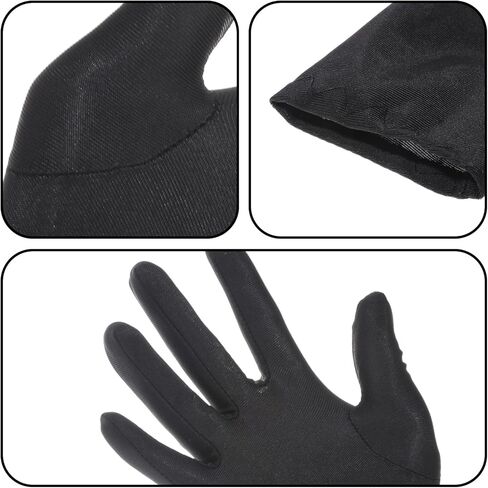 4 Pairs Black Gloves Men, Nylon Formal Tuxedo Glove, Uniform Gloves, Marching Band Honor Guard Parade Glove for Men, Women, Formal, Cosplay, Halloween Costumes, Color Guard, Party in Kuwait