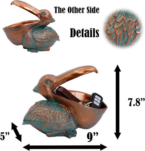 تمثال البجع هدية تزيين الطاولة للمنزل والمكتب، حامل سلة تخزين منحوت البجع الراتنج الإبداعي، زخرفة الوعاء للمفاتيح والحلوى، 7.8 سم ارتفاع in Kuwait