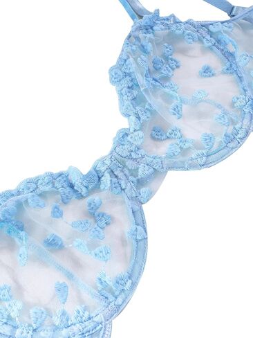 Lilosy Leaf Floral Motioned Mesh Pracelorette Women Underwire Uped Up Lingerie مجموعة 4 قطع in Saudi Arabia
