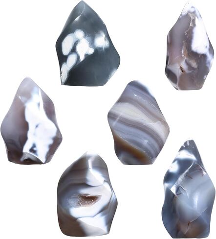 Sportmusies Natural Orca Agate Stone Flame Torch Figurine Home Office Desk Decoration, Reiki Healing Crystal Tower Statue, 2.36-4.33 inches in Saudi Arabia