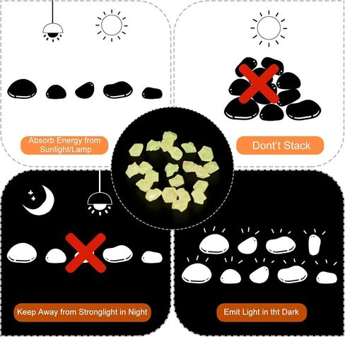 300pcs Glow Rocks 8-10mm Glow Pebbles Decoration in The Dark Luminous Stones Decor DIY Decorative White for Garden, Potted Plant, Fish Tank in Saudi Arabia
