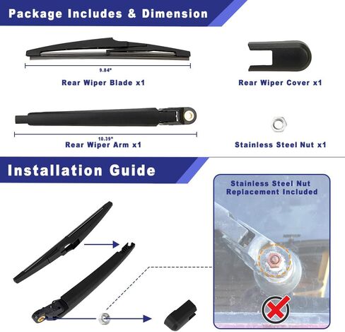 Rear Windshield Wiper Arm Blade Assembly Kit Compatible with Chevrolet Cruze 2017-2019 Rear Window Wiper, Replacement 13419000 in Saudi Arabia