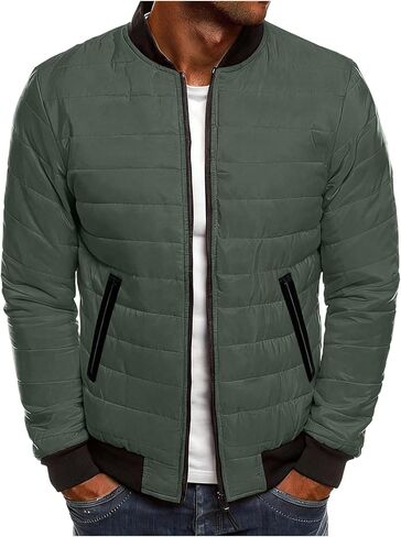 Aqayl Puffer سترة الرجال خفيفة الوزن قابلة للتعبئة أسفل المعطف الكامل zip up مع عزل سترة معاطف الشتاء الخريف الدافئة مع جيوب in Saudi Arabia