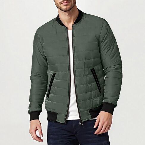 Aqayl Puffer سترة الرجال خفيفة الوزن قابلة للتعبئة أسفل المعطف الكامل zip up مع عزل سترة معاطف الشتاء الخريف الدافئة مع جيوب in Saudi Arabia