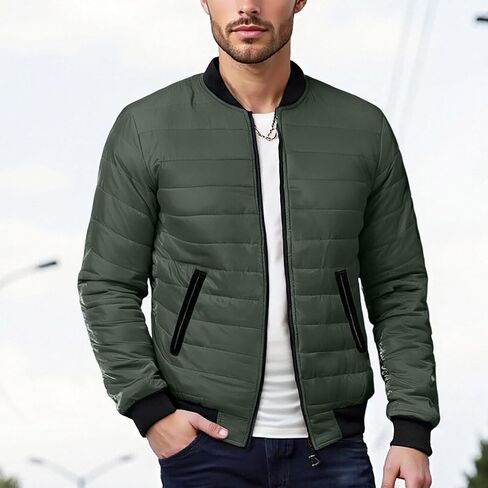 Aqayl Puffer سترة الرجال خفيفة الوزن قابلة للتعبئة أسفل المعطف الكامل zip up مع عزل سترة معاطف الشتاء الخريف الدافئة مع جيوب in Saudi Arabia