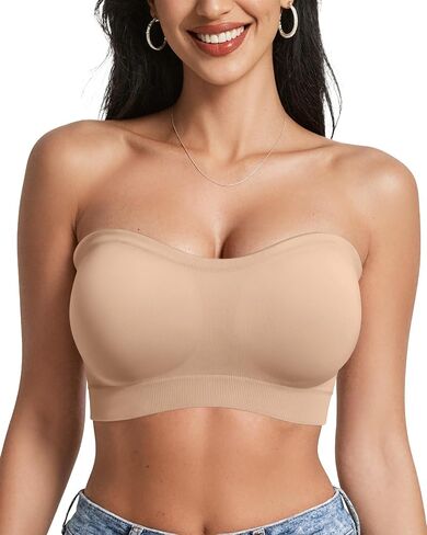 OEAK Strapless Bras for Women Wireless Bandeau Bra Non Slip Push Up Tube Top Seamless Bras Comfortable Padded Bralette in Saudi Arabia