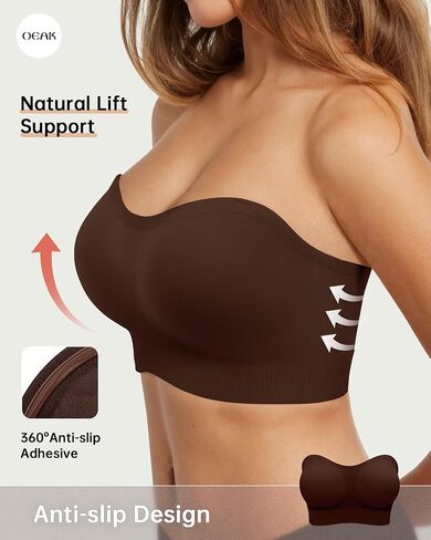 OEAK Strapless Bras for Women Wireless Bandeau Bra Non Slip Push Up Tube Top Seamless Bras Comfortable Padded Bralette in Saudi Arabia