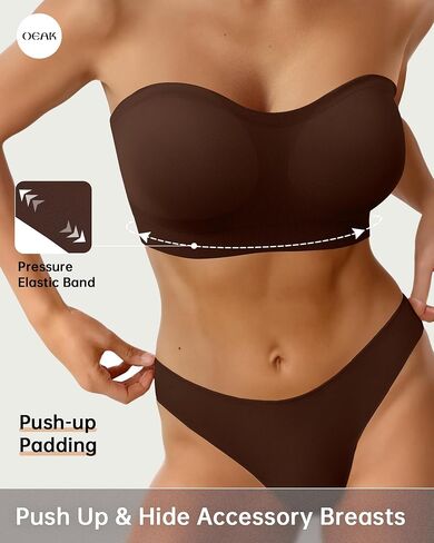 OEAK Strapless Bras for Women Wireless Bandeau Bra Non Slip Push Up Tube Top Seamless Bras Comfortable Padded Bralette in Saudi Arabia