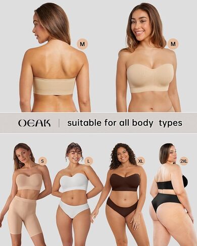 OEAK Strapless Bras for Women Wireless Bandeau Bra Non Slip Push Up Tube Top Seamless Bras Comfortable Padded Bralette in Saudi Arabia