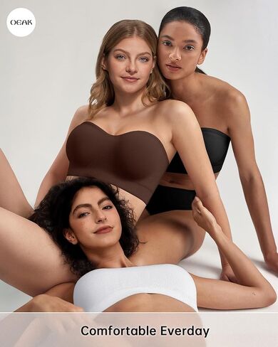 OEAK Strapless Bras for Women Wireless Bandeau Bra Non Slip Push Up Tube Top Seamless Bras Comfortable Padded Bralette in Saudi Arabia