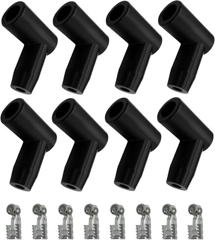 8PCS Spark Plug Boot Terminal Kit, Automotive Replacement Ignition Coil On Plug Boots, 90 Degree HEl Distributor and Coil Boot lgnition Wire, Car Accessories for 6mm 7mm 8mm 9mm 10mm Wires in Saudi Arabia