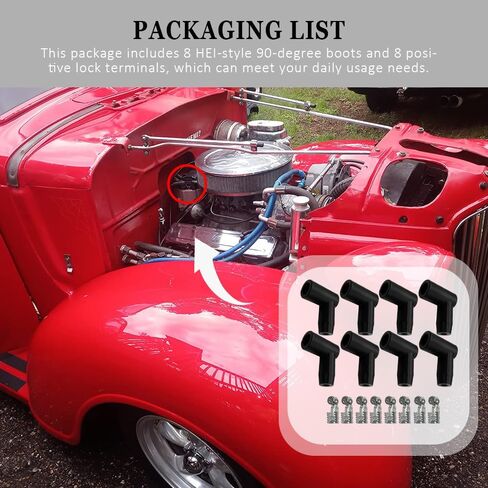 8PCS Spark Plug Boot Terminal Kit, Automotive Replacement Ignition Coil On Plug Boots, 90 Degree HEl Distributor and Coil Boot lgnition Wire, Car Accessories for 6mm 7mm 8mm 9mm 10mm Wires in Saudi Arabia