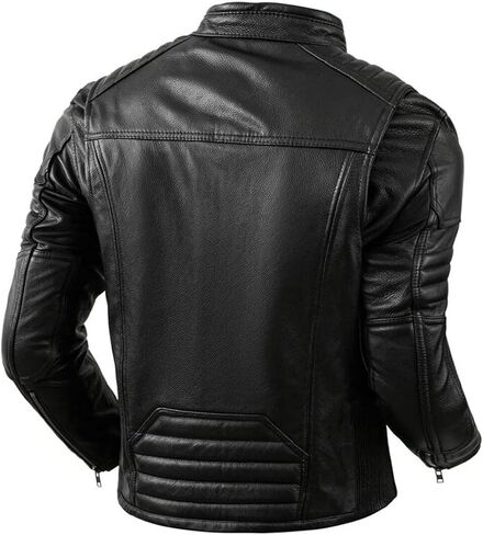 Men's Real Cowhide Biker Cafe Racer Slim Fit Vintage Leather Jacket in Saudi Arabia