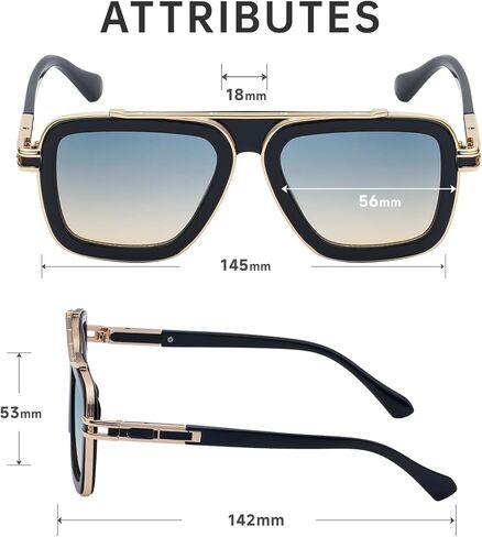 Fashion Mens Sunglasses Shades 56mm UV 400 Protection Lens Sun Glasses Square (98082) in Kuwait