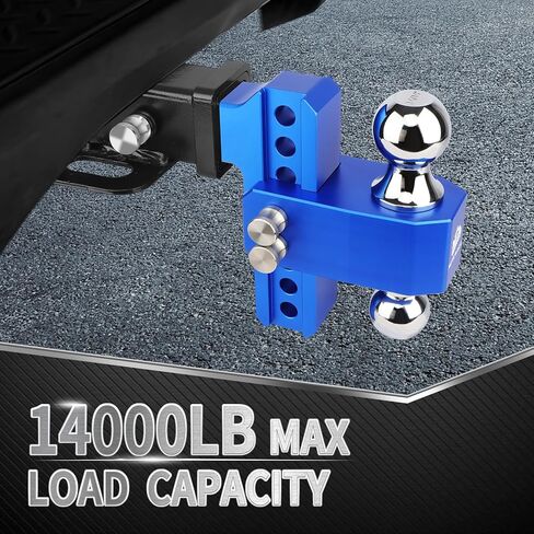 METOWARE Adjustable Trailer Hitch - Aluminum Tow Hitch Fits 2-Inch Receiver - Heavy Duty Drop Hitch with 4-Inch Drop/Rise for Truck (14,000 LBS GTW), Double Stainless Steel Locks & Hitch Pin, Red in Kuwait