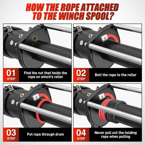 Nilight Winch Rope 1/4 Inch x 50 Feet 9000 LBS Synthetic Winch Line Cable with Black Protective Sleeve for ATV Towing Winches with Synthetic Ropes UTV Truck Boat SUV Vehicle, Grey in Kuwait