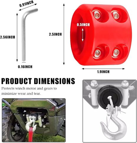 Winch Stopper for Cable, Rubber Winch Cable Stopper with Allem Wrench for Synthetic Rope and Wire, Wearproof Stopper Winch Saver Protect Towing Hook Univeral for ATV UTV (Black) in Saudi Arabia