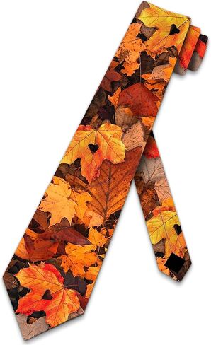 Three Rooker Fall Ties Mens Autumn Leaf Necktie Thanksgiving Tie for Men in Saudi Arabia