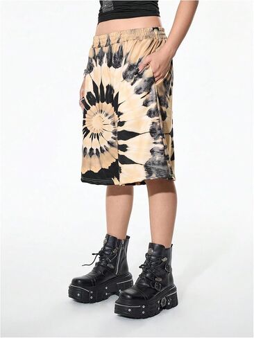 SOLY HUX Women's Summer Tie Dye Shorts Elastic Waist Wide Leg Loose Sports Bermuda Shorts Streetwear in Saudi Arabia