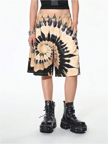 SOLY HUX Women's Summer Tie Dye Shorts Elastic Waist Wide Leg Loose Sports Bermuda Shorts Streetwear in Saudi Arabia