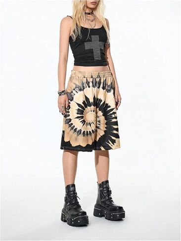SOLY HUX Women's Summer Tie Dye Shorts Elastic Waist Wide Leg Loose Sports Bermuda Shorts Streetwear in Saudi Arabia