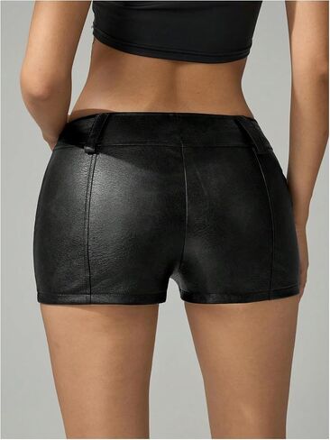شورتات مصغرة للجلد البوري النسائي Y2K Zip Up Low Weist Skinny Night Out Hot Shorts in Saudi Arabia