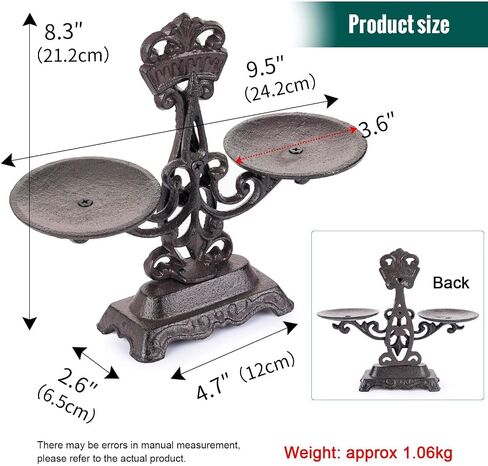 Sungmor Vintage Cast Iron Candle Holder - Rustic Double Tray Display Stand, Antique Style Balance Scale Design - Black Metal Tabletop Centerpiece for Pillar or Tealight Candles - Home & Mantel Décor in Kuwait