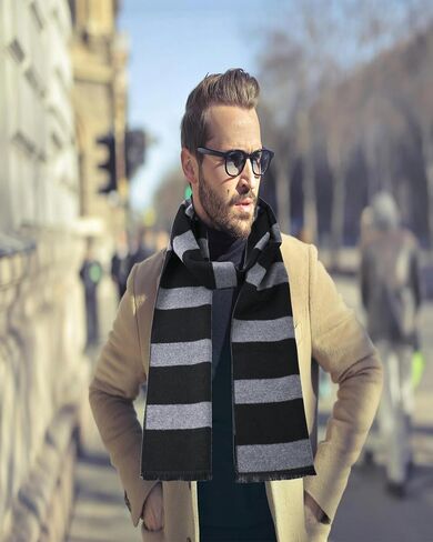 وشاح للرجال cashmere يشعرون مخططة الأوشحة خريف الشتاء رجال زي وشاح ملحق لوزارة تأثيري للرجال in Kuwait