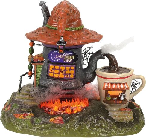 Department 56 Snow Village Halloween Luna's Late Night Brew Lit Building and Figurine Set, 8.74 Inch, Multicolor in Saudi Arabia