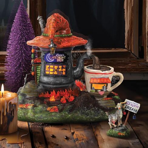 Department 56 Snow Village Halloween Luna's Late Night Brew Lit Building and Figurine Set, 8.74 Inch, Multicolor in Saudi Arabia