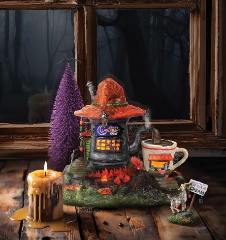 Department 56 Snow Village Halloween Luna's Late Night Brew Lit Building and Figurine Set, 8.74 Inch, Multicolor in Saudi Arabia
