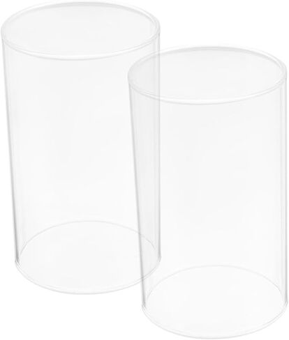 Healifty 2Pcs Glass Candle Covers Open Flame Candleholder Tube Shade Transparent Candle Holders for Romantic Home Weddings DIY Creative Decoration in Saudi Arabia